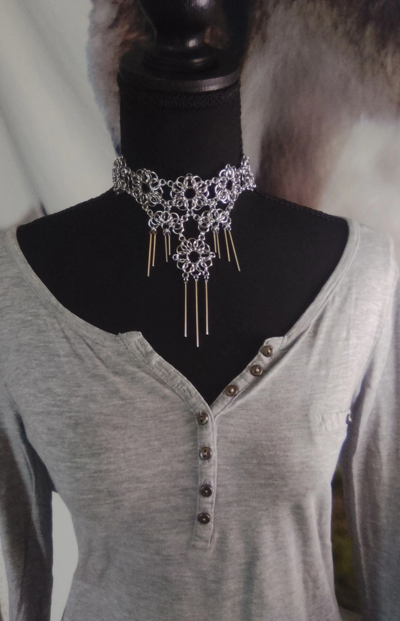 Colar choker decote chainmail celta – photo 2